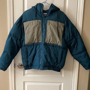 Pacsun Teal and Green Colorblock Puffer